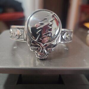 Grateful Dead Cuff Bracelet Steal Your Face VTG NEW 925 Sterling Silver stamped